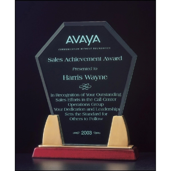Jade color option for Diamond Acrylic Award On A Rosewood Piano Finish Base