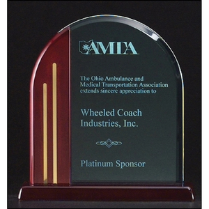 Photo of Arch Series Acrylic Award With Rosewood Piano Finish Base