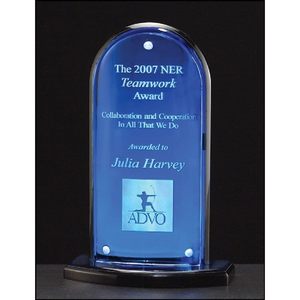 Photo of Arch Series Acrylic Award Featuring A Blue Mirror Upright