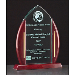 Photo of Acrylic Award On A Rosewood Piano Finish Base.