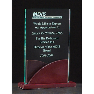 Photo of Acrylic Award On A Mahogany Finish Base