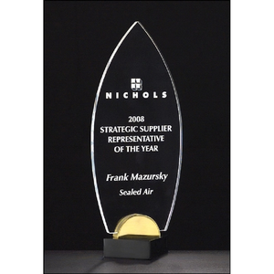 Photo of Flame Acrylic Award On Black And Gold Metal Base 4 X 9.75