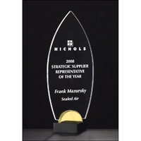 Flame Acrylic Award On Black And Gold Metal Base 4 X 9.75