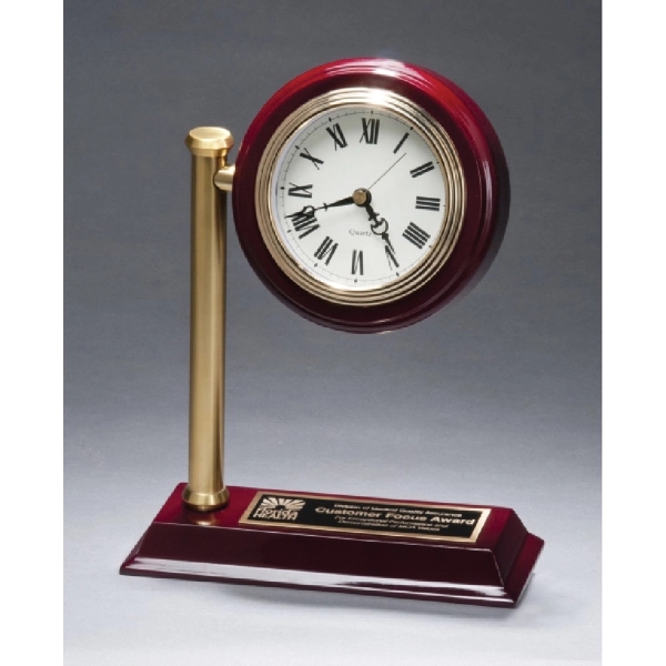 Rosewood-Gold-Black color option for Rail Station Rosewood Piano Finish Photo Desk Clock 7x9