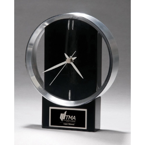 Main photo of Black And Silver Modern Design Clock 5 5/8x7.75