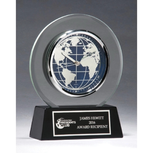 Photo of Glass Clock With World Dial 7.25x8.75