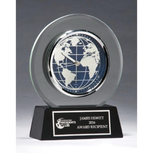Main photo of Glass Clock With World Dial 7.25x8.75
