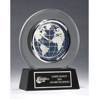 Glass Clock With World Dial 7.25x8.75