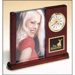 Photo of Rosewood Piano Finish Photo Desk Clock 6.75 X 8.5
