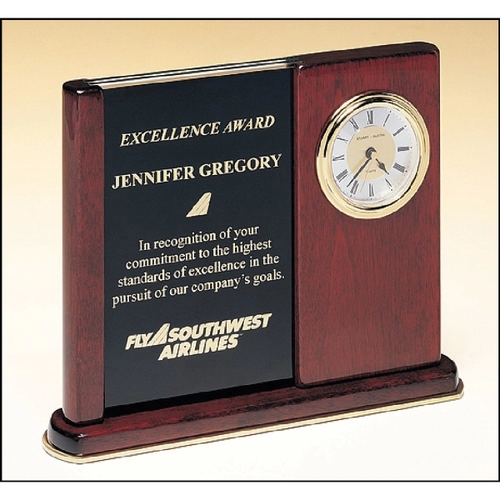 Main photo of Versatile Clock Rosewood Piano Finish Desk Clock 6.75 X 8.5