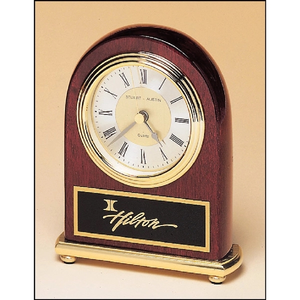 Photo of Rosewood Piano Finish Desk Clock On A Brass Base 4x5