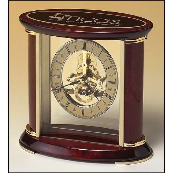 Rosewood-Gold color option for Skeleton Clock With Brass And Rosewood Piano Finish 7x9