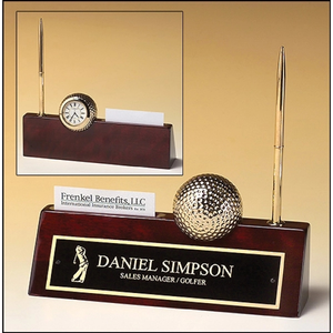 Photo of Golfthemed Rosewood Piano Finish Desk Accessory. 9x9