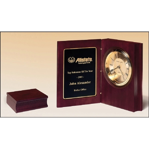 Photo of Handrubbed Rich Mahogany Finish Book Clock. 6.75x 9