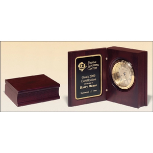 Photo of Handrubbed Rich Mahogany Finish Book Clock. 5 3/8x4.25