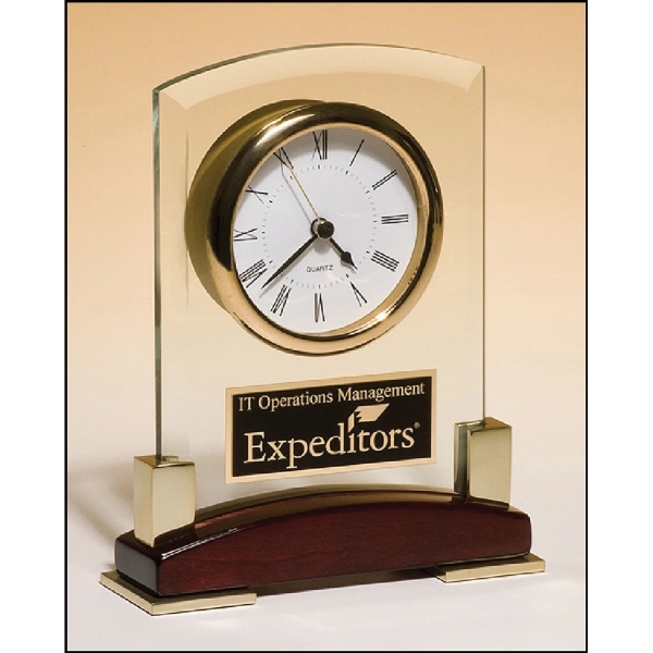 Rosewood Brown-Gold-Clear color option for Glass Clock 6 X 7.75