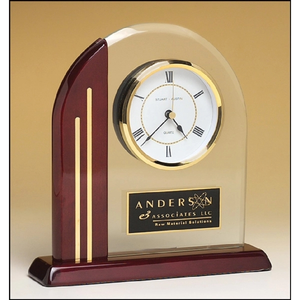Photo of Arched Clock With Rosewood Piano Finish Post And Base