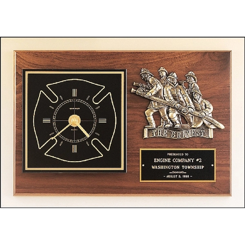 Main photo of Fireman Award Clock With Antique Bronze Finish Casting