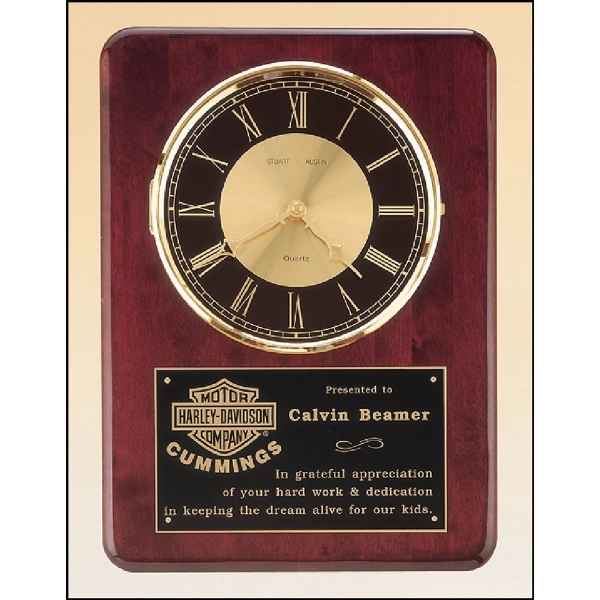 Rosewood-Gold-Black color option for Rosewood Piano Finish Vertical Wall Clock 12 X 15