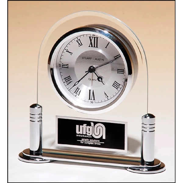Clear-Silver color option for Glass Clock With Silver Accents 6 1/8x6