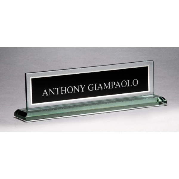 Jade-Black color option for Glass Name Plate With Black Center 10x2.75