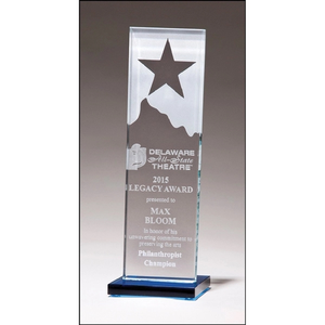 Photo of Glass Award With Etched Star And Mountain Peak 3 1/8x9.25
