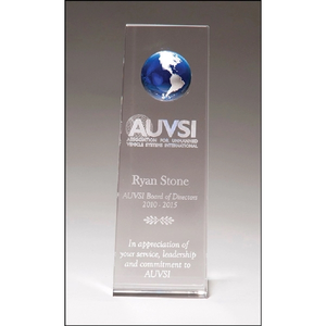 Photo of Crystal Trophy With Blue Globe 2.75x8