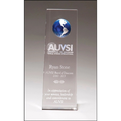 Main photo of Crystal Trophy With Blue Globe 2.75x8