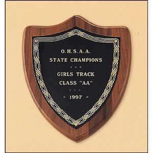Photo of Walnut Shield Plaque With A Black Brass Plate 7x8