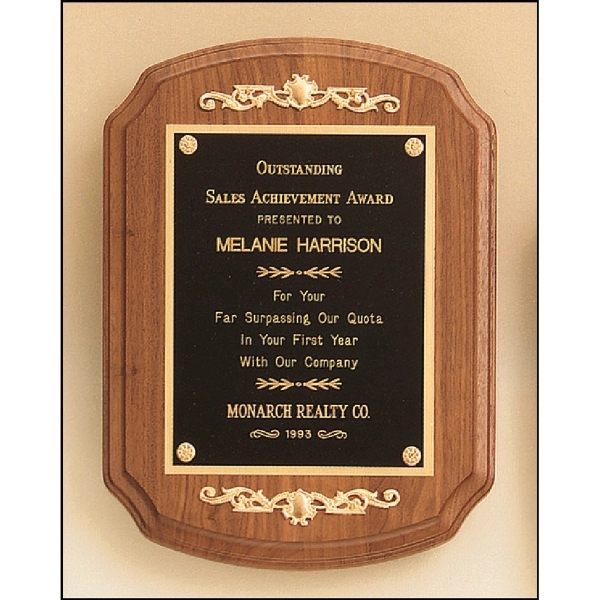 Walnut-Black-Gold color option for Walnut Plaque With Decorative Accents 9x12