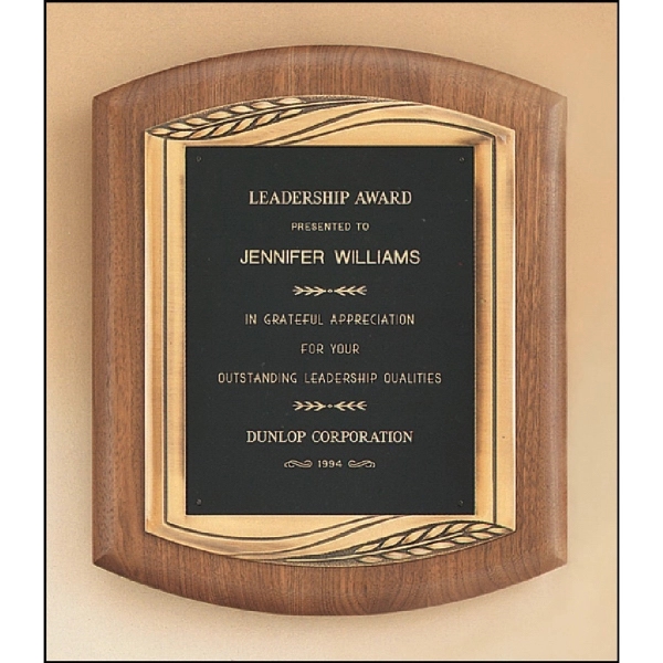 Walnut-Black-Gold color option for Walnut Plaque With Antique Bronze Frame 11.5x14