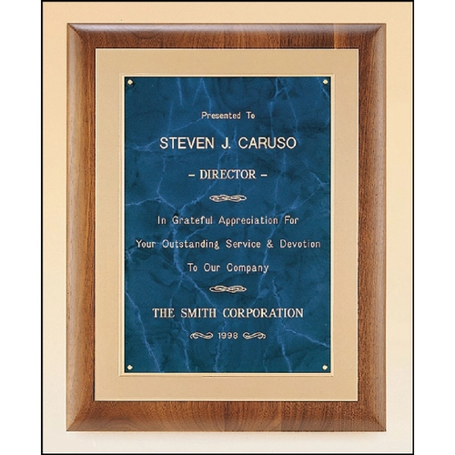 Main photo of Walnut Plaque With Gold Embossed Frame 11x14 Sapphire