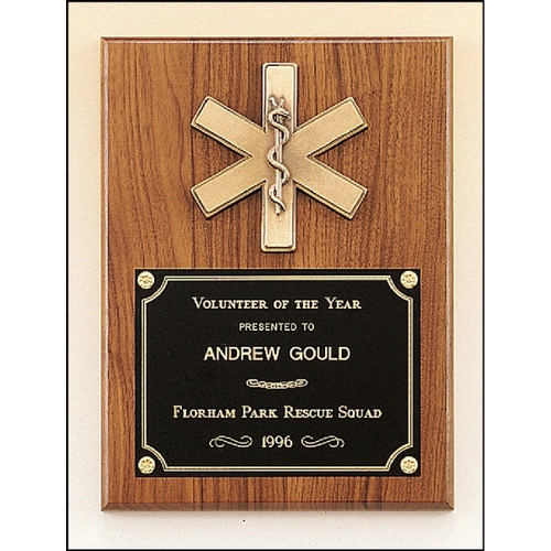 Main photo of Walnut Plaque With Emergency Medical Casting 9x12
