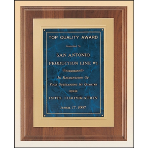 Photo of Walnut Plaque With Gold Embossed Frame 12x15 Sapphire