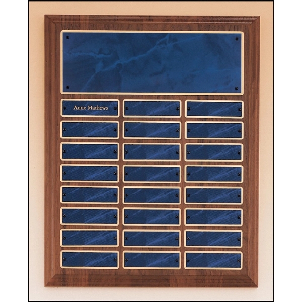 Walnut-Sapphire Blue-Gold color option for Solid Walnut Perpetual Plaque 12x15