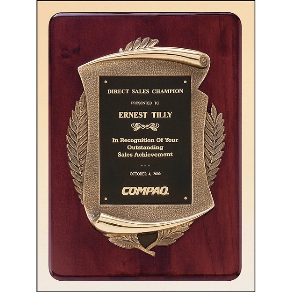 Rosewood Brown-Black-Gold color option for Rosewood Piano Finish Plaque With Antique Bronze Casting
