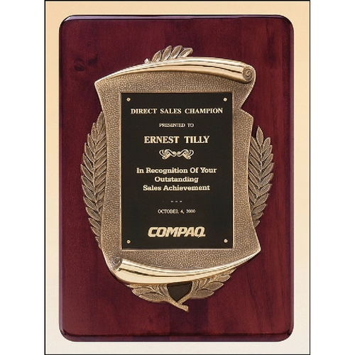 Main photo of Rosewood Piano Finish Plaque With Antique Bronze Casting