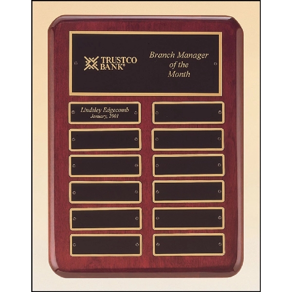 Rosewood Brown-Black-Gold color option for Rosewood Piano Finish Perpetual Plaque 9x12 12 Plates