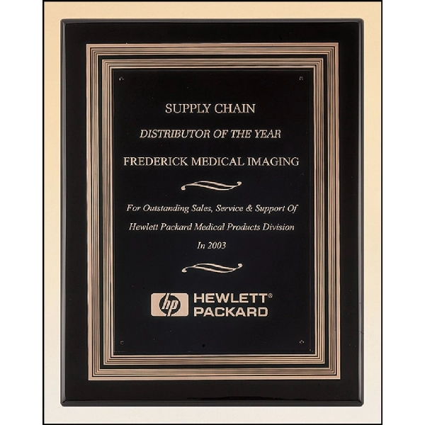 Black-Gold color option for Black Piano Finish Plaque With Gold And Black Embossed Frame