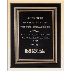 Photo of Black Piano Finish Plaque With Gold And Black Embossed Frame