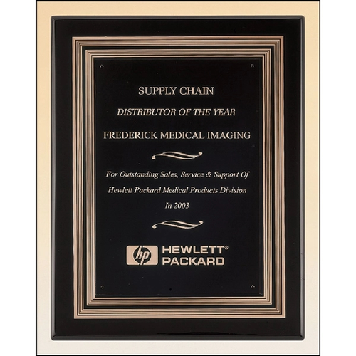 Main photo of Black Piano Finish Plaque With Gold And Black Embossed Frame