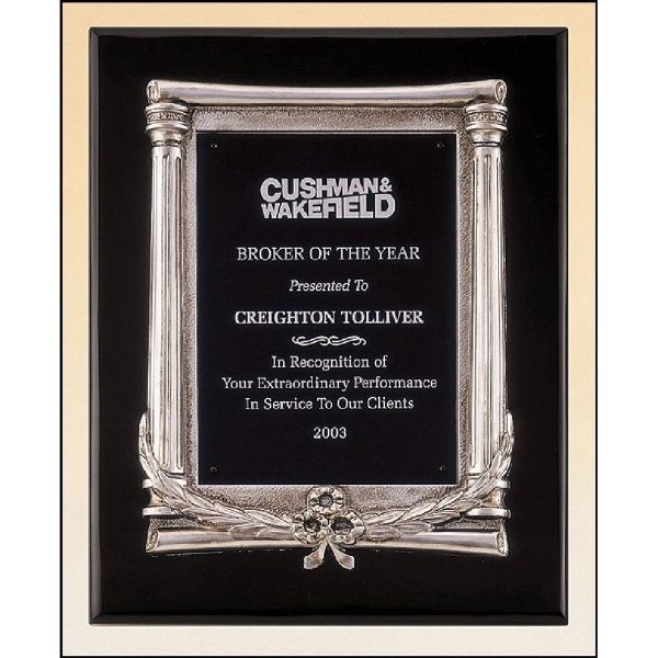 Black-Silver color option for Black Piano Finish Plaque With Antique Silver Frame Casting