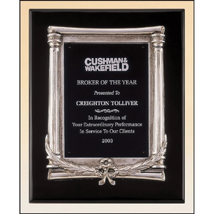 Photo of Black Piano Finish Plaque With Antique Silver Frame Casting