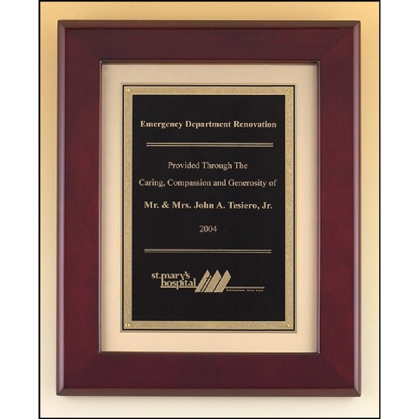 Rosewood Brown-Gold color option for Rosewood Piano Finish Plaque With Florentine Plate 12x15