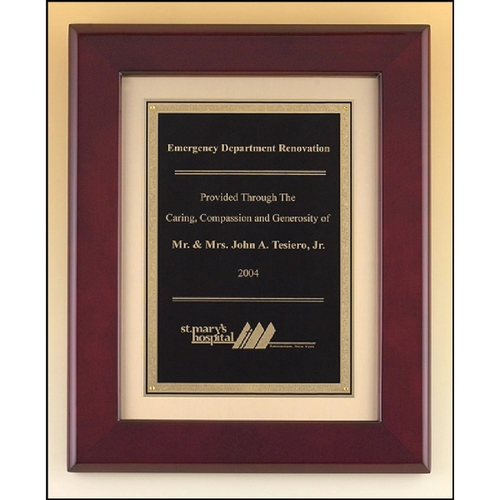 Main photo of Rosewood Piano Finish Plaque With Florentine Plate 12x15