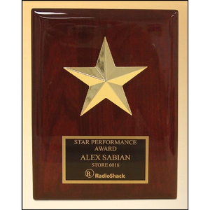 Photo of Gold Star Casting On Rosewood Piano Finish Plaque 6x8