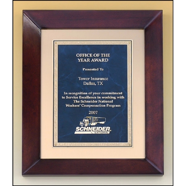 Cherrywood Brown-Sapphire Blue-Gold color option for Cherry Finish Wood Frame Plaque 12x15