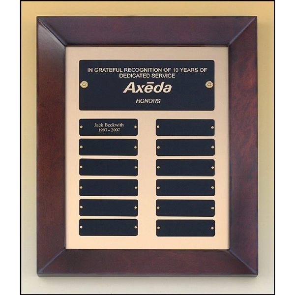Cherrywood Brown-Black-Gold color option for Cherry Finish Wood Frame Perpetual Plaque 12x15 12 Plates