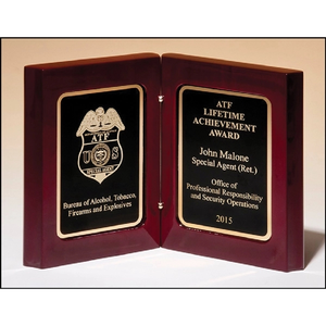 Photo of High Gloss Rosewood Stained Book Award 5 3/8x4.25