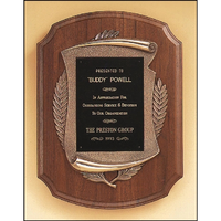 Walnut Plaque With Antique Bronze Frame Brushed Brass Plate